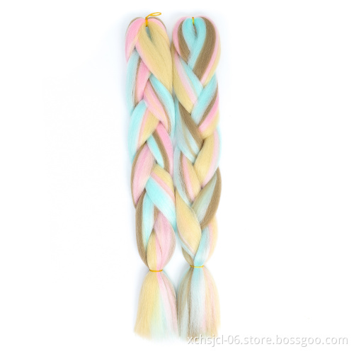Wholesale Braiding Hair Mix Rainbow Braids Synthetic Jumbo Braids Hair Extension for Women